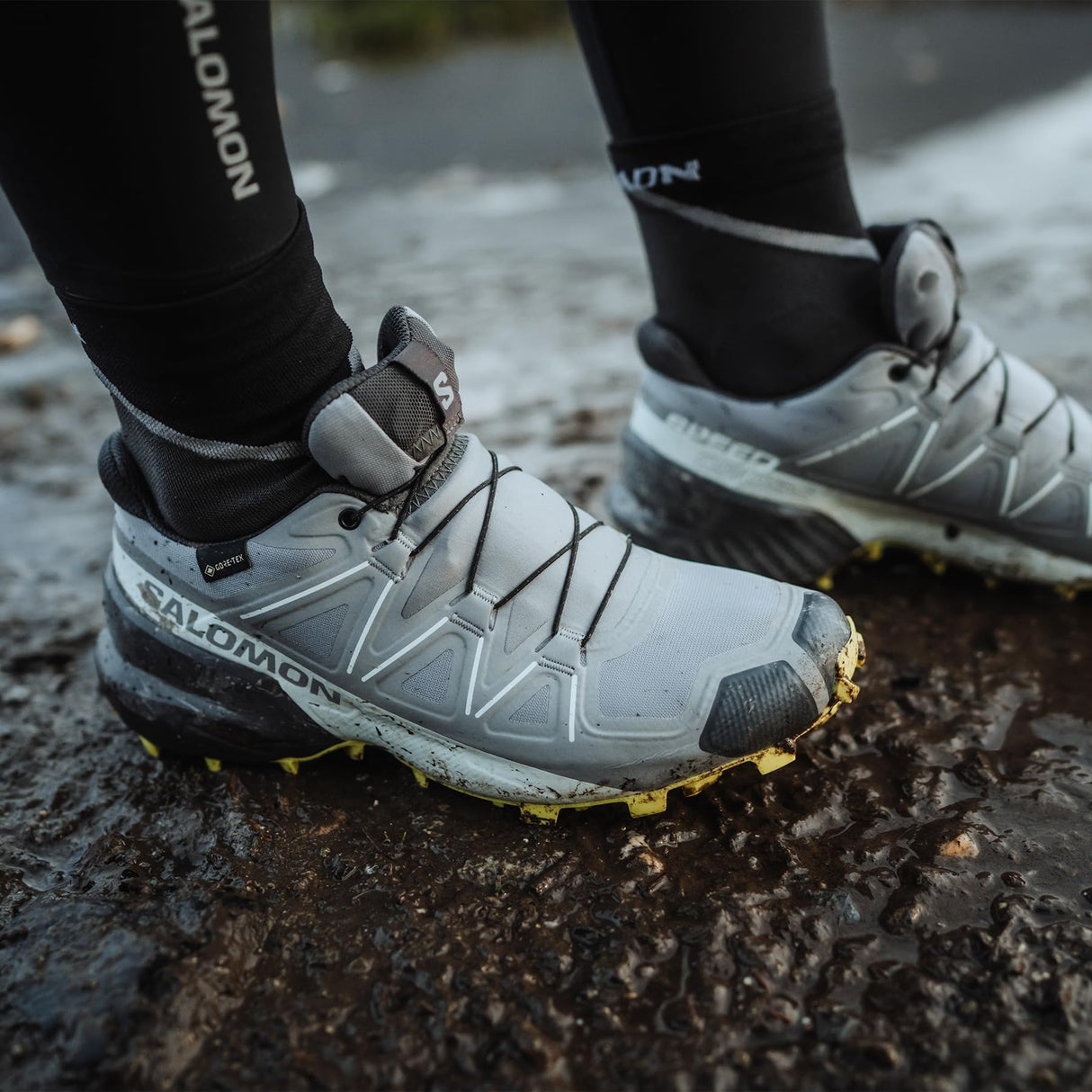 SALOMON Speedcross Gore-tex, Zapatillas de Trail Running Mujer, Sharkskin Clearly Aqua Sunny Lime, 43 1/3 EU