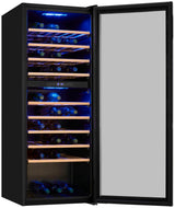 Exquisit® Vinoteca para 78 Botellas, 194L, Negro, Clase G, Doble Zona de Temperatura 5-20°C, Control Digital, Puerta de Cristal Reversible, Iluminación LED, 9 Estantes, Medidas (128,5 x 49 x 57,5 cm)