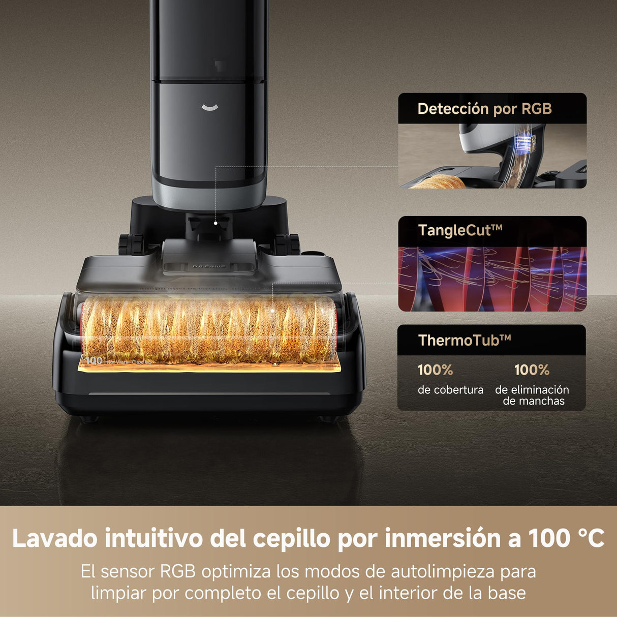 DREAME H15 Pro Heat Aspirador en Seco y Húmedo, Limpia con Agua a 85 °C, Brazo Robot GapFree IA, Detecta por RGB, 22K Pa, 0 Enredos, Lava el Cepillo a 100 °C, Seca a 90 °C en 5 min, Navega con la App