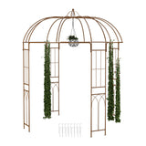 Relaxdays Arco Jardín Metal, 269x211x211 cm, Soporte Enredaderas y Rosas, Plantas Trepadoras, Tutor con Ganchos, Bronce, Acero