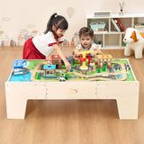 VEVOR Mesa de Actividad de Tren 62 Piezas de Madera 1270 x 621 x 394 mm Mesa de Juegos de Tren Circuito de Ferroviarias Juguetes Creativos con Cajón de Almacenamiento para Facilitar Organización