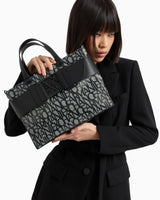 Armani Exchange Bolso Grande con Logotipo de Satchel Tote Bag, Big Mujeres, Beige/Black, Einheitsgröße