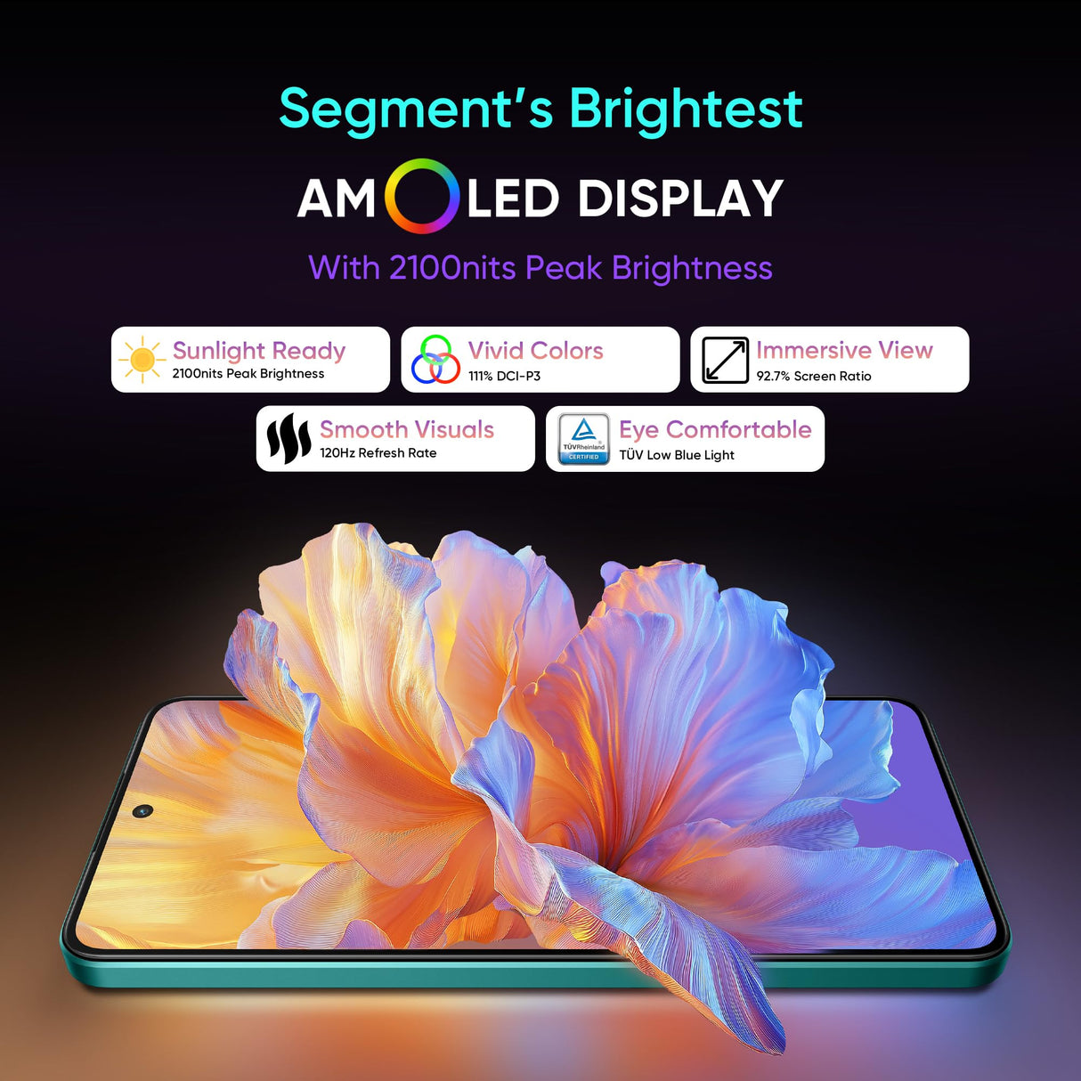 realme 14T Smartphone 5g, 8+256GB,Batería 5260 mAh,Procesador Dimensity 6300,IP69, Cámara de 50MP,Pantalla AMOLED para Esports de 120 Hz,Verde Surf,Exclusivo de Amazon (Sin Adaptador)