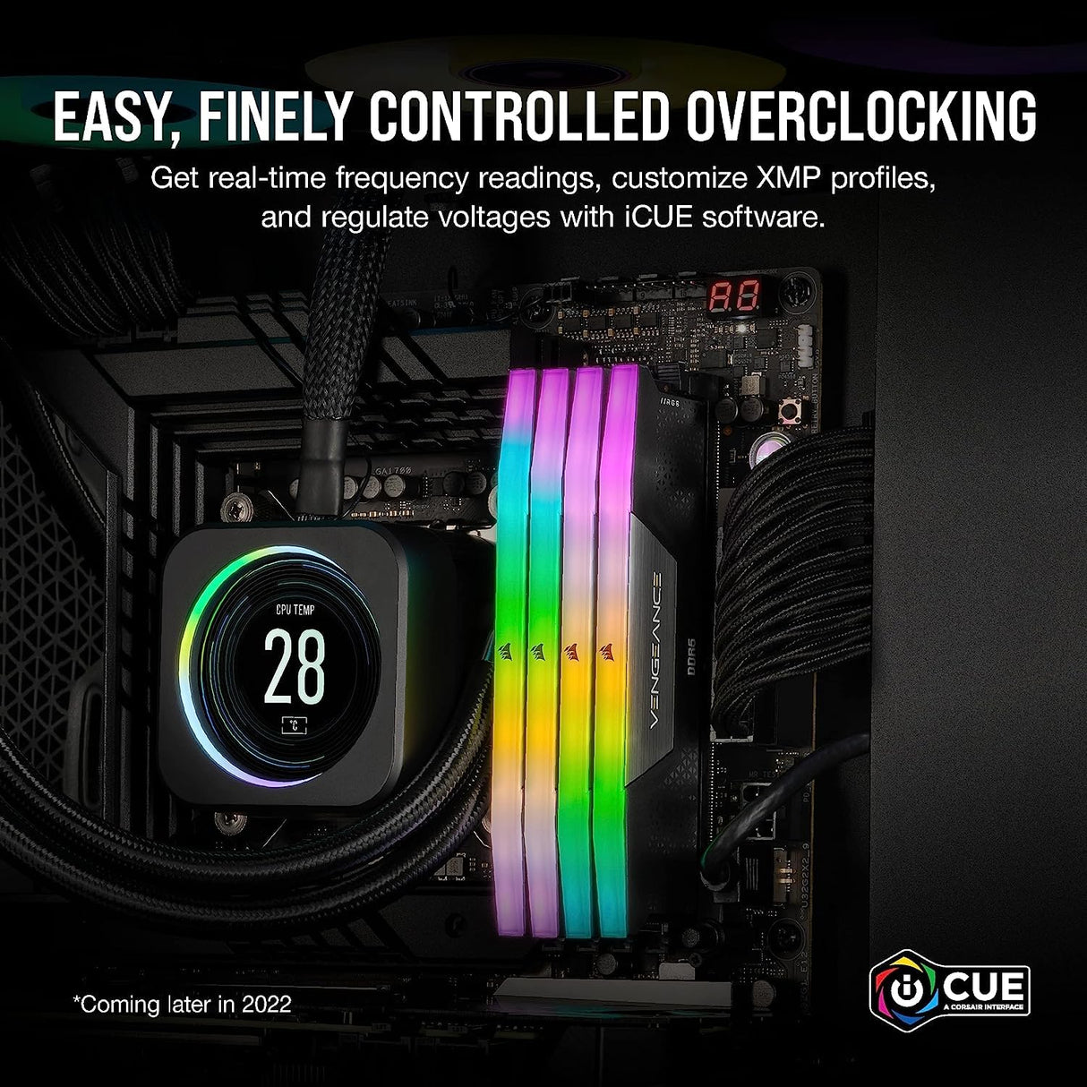 Corsair Memoria de ordenador VENGEANCE RGB DDR5 RAM 32 GB (2 x 16 GB) 7200 MHz CL34 compatible con Intel XMP iCUE, negra (CMH32GX5M2X7200C34)
