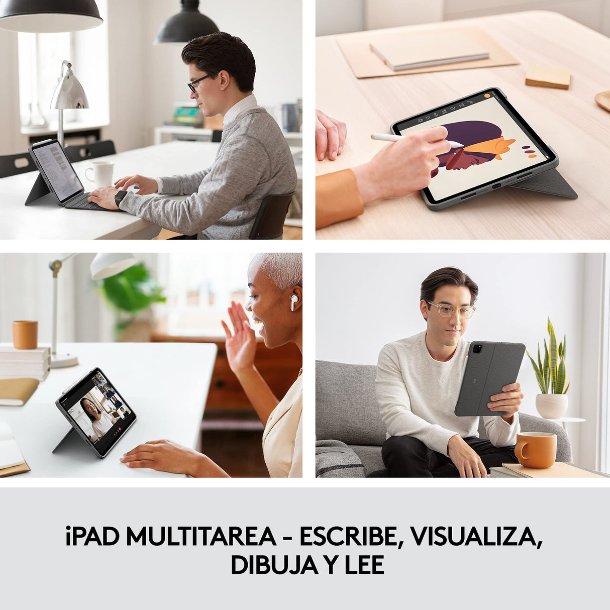 Logitech Combo Touch Funda con teclado iPad Pro de 11 pulgadas (1.ª, 2.ª, 3.ª, 4.ª generación - 2018, 2020, 2021, 2022) Retroiluminado, Trackpad pulsable en cualquier punto, QWERTY Español - Gris
