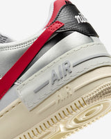 NIKE Air Force 1 Shadow, Sneaker Mujer, White Gym Red Black Metallic Silver, 41 EU