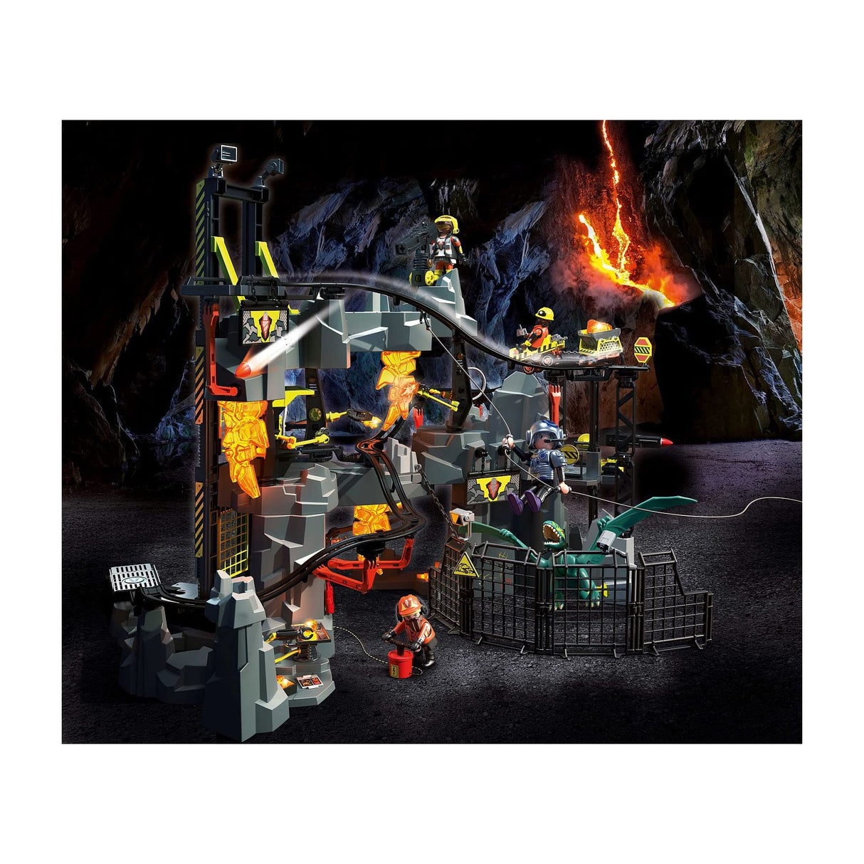 PLAYMOBIL Dino Rise 70925 Dino Mine, Tren minero con vehículos y trampas, Juguetes para niños a Partir de 5 años