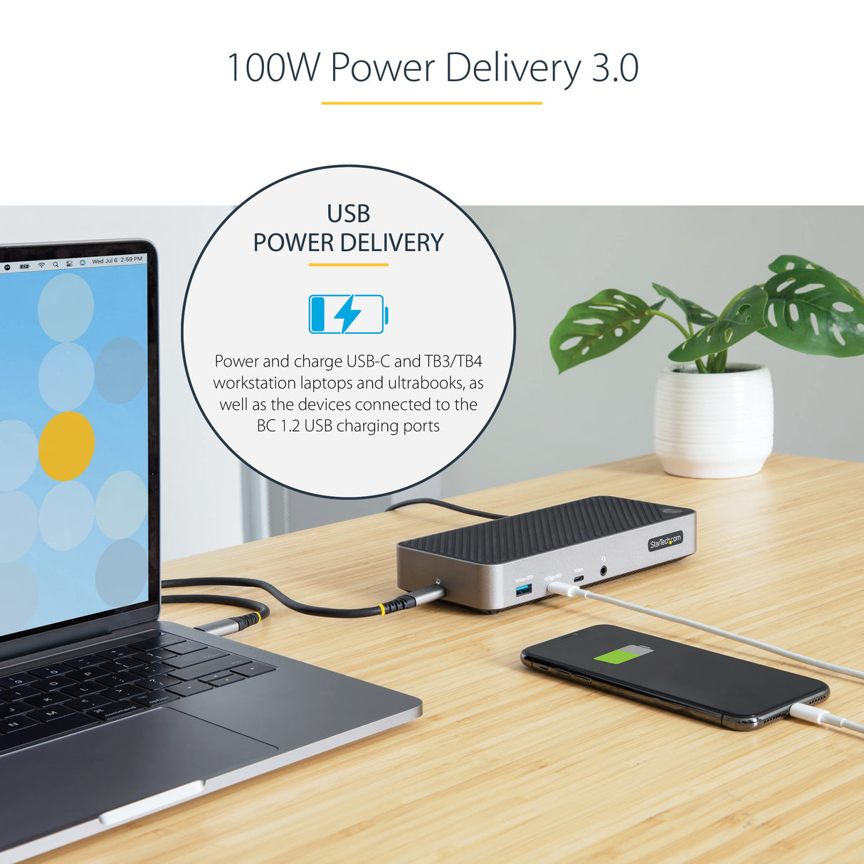 StarTech.com Docking Station USB-C para 3 Monitores - Dock USB Tipo C Triple HDMI/DP de 4K - Hub Ladrón 5x USB - GbE - PD 100W - Replicador de Puertos - Compatible con Thunderbolt 3/4 (116U-USBC-DOCK)