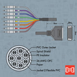 Hosa DTP-803, Balanced Snake, DB25 to 1/4 in TRS, 3 m