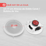 Pyle Altavoces empotrables, Pared, Techo, 8”, 250W, Dos vias, Estereo, Amplificador de 4 Canales, Rejillas Redondas/cuadradas Intercambiables
