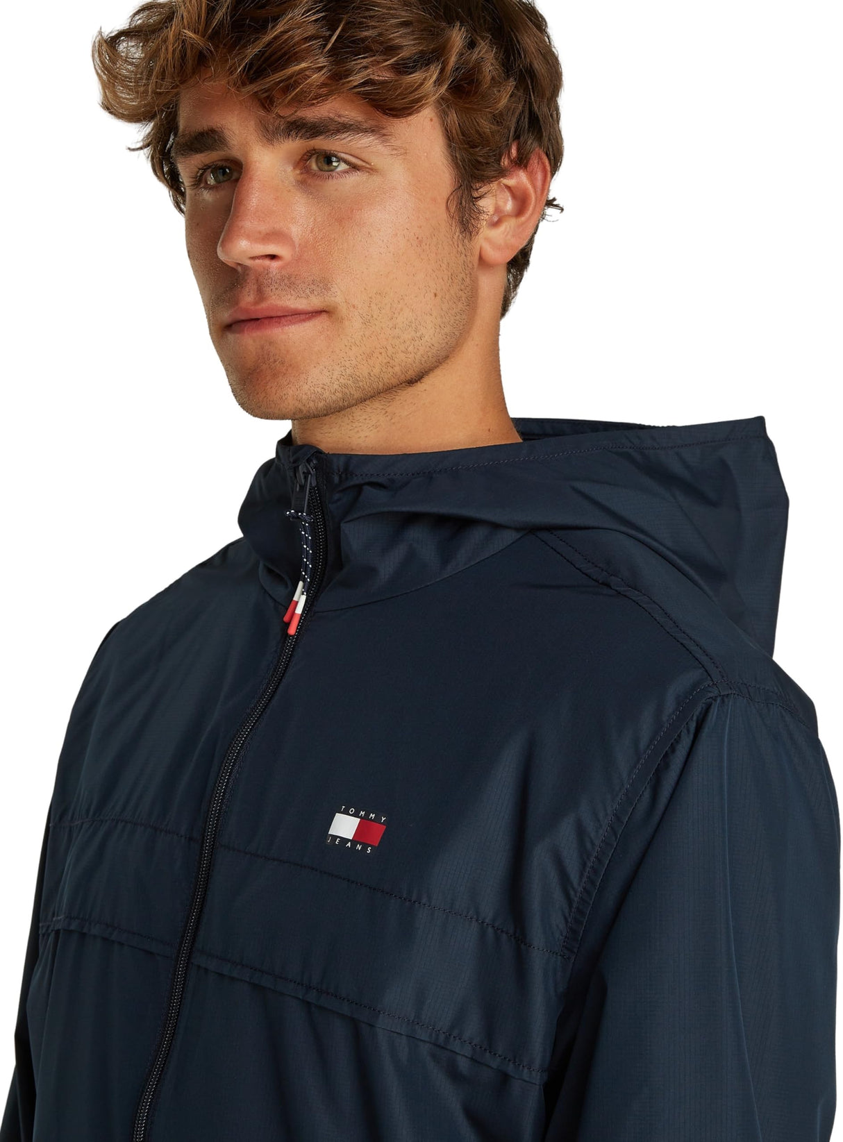 Tommy Jeans Cortavientos Hombre Chicago con capucha, Azul (Dark Night Navy), XXL