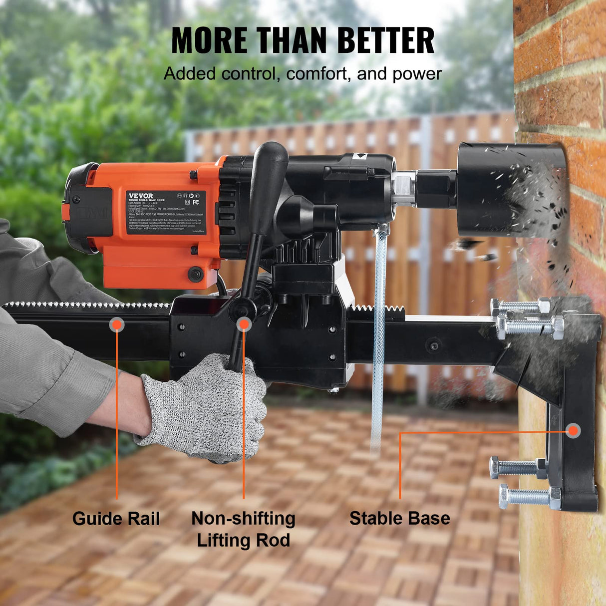 VEVOR Taladro de Diamante Diámetro Máximo de 20 cm Máquina Perforadora de Diamante Profundidad de 60 cm Perforación en Seco y Húmedo 750 rpm Taladro Diamantado para Construcción de Hormigón Armado