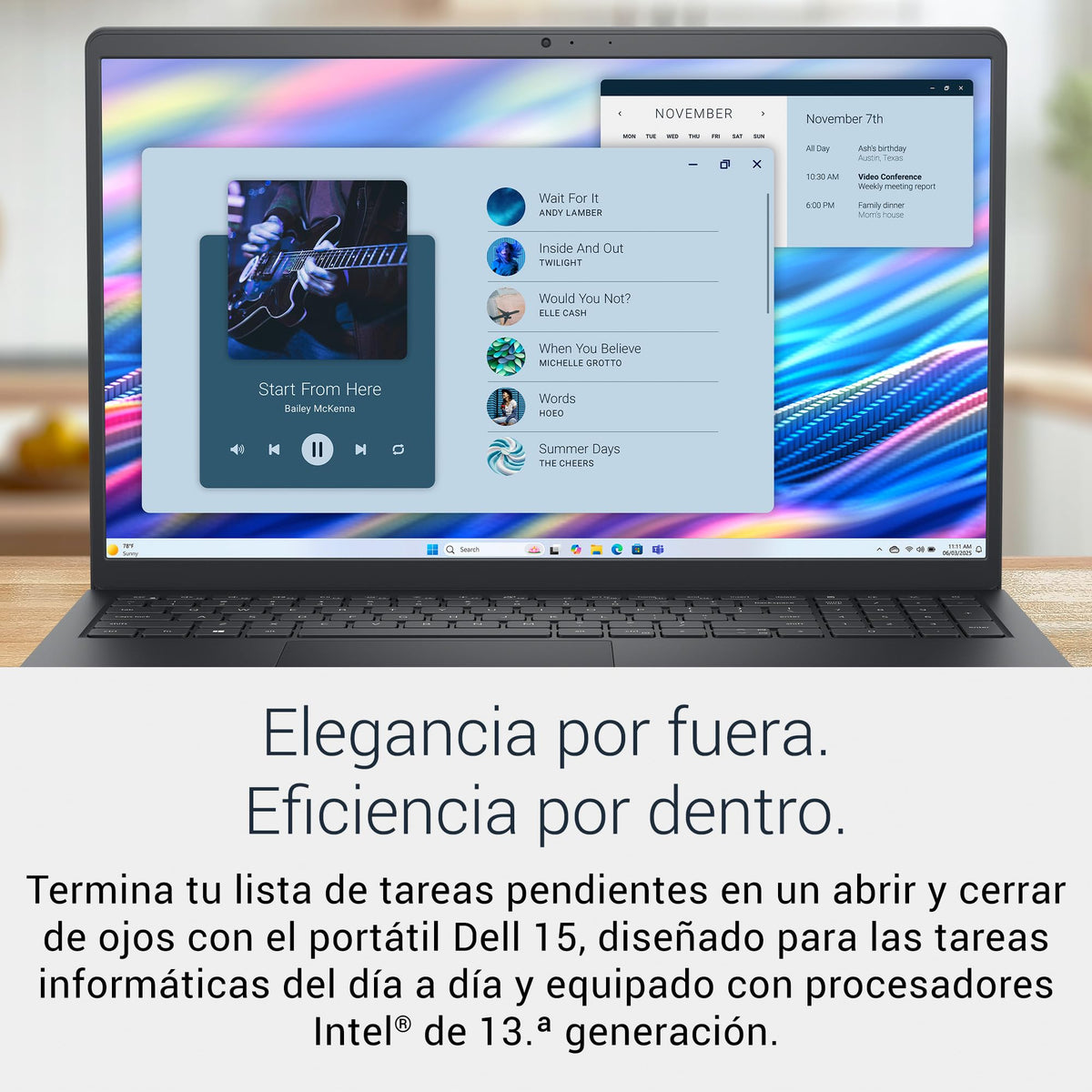 DELL 15 Ordenador Portátil DC15250 15.6" FHD (1920 x 1080) 120 Hz, Procesador Intel Core i5-1334U, Gráficos Intel UHD, 16GB RAM, 512GB SSD, Windows 11 Home, Teclado QWERTY Español - Negro Carbón