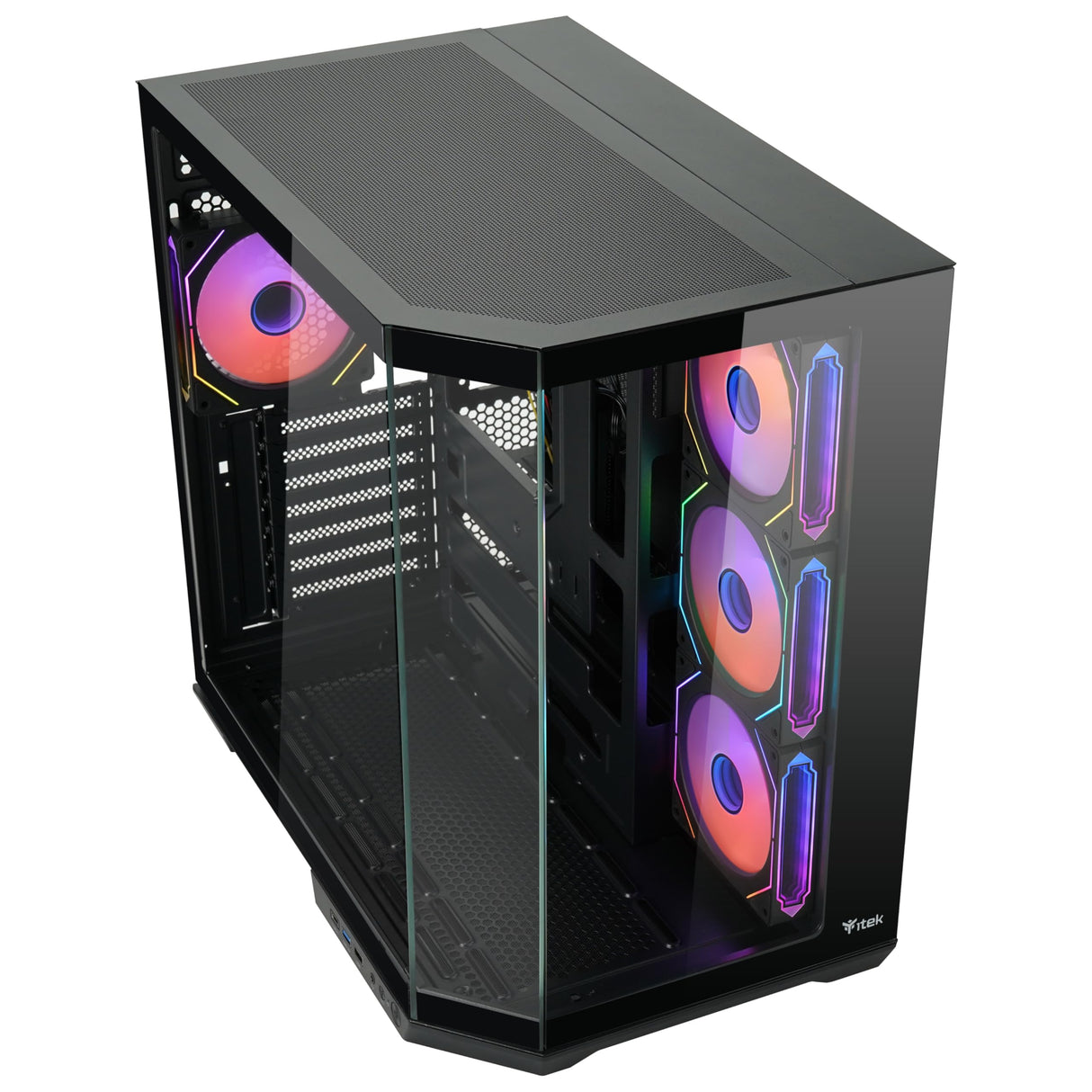 Itek Case Dark Cave AKU - Gaming Tower - ATX - 4x12cm ARGB Fan - USB3 & Type-C- Pared Lateral y Frontal de Vidrio Templado