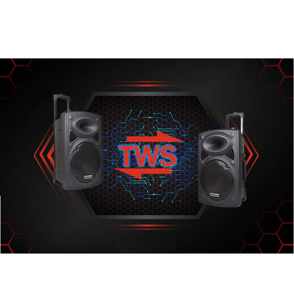 DYNASONIC - DYNAPRO 12' (2ª Generación) Altavoz Bluetooth Portatil Profesional, Altavoz Bluetooth Potente 700W 2 microfonos