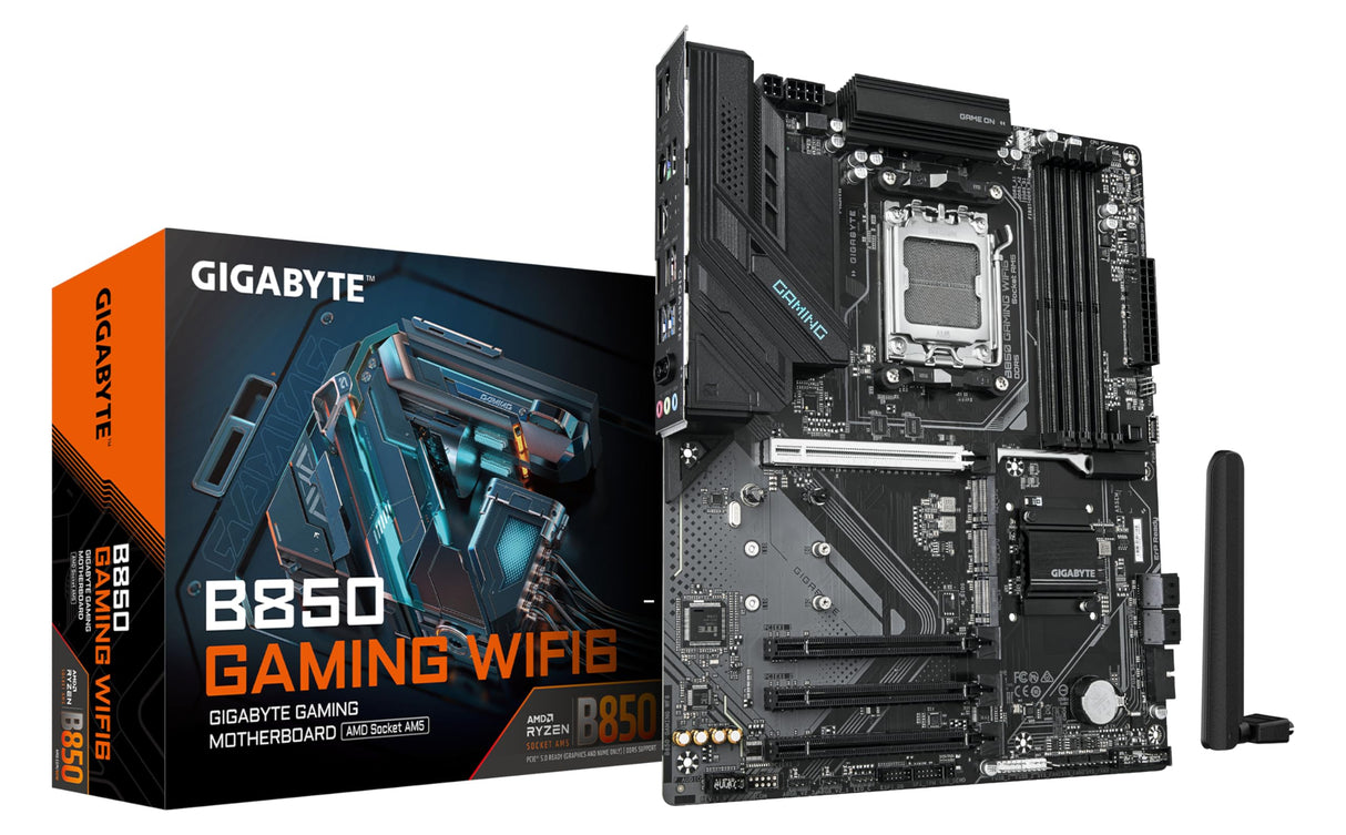 GIGABYTE B850 Gaming WIFI6 Placa Base - Procesadores AMD Ryzen Serie 9000, VRM Digital de 6+2+2 Fases, hasta 8200MHz DDR5 (OC), 1xPCIe 5.0 + 2xPCIe 4.0 M.2, LAN GbE, WiFi 6, USB 3.2 Gen 2