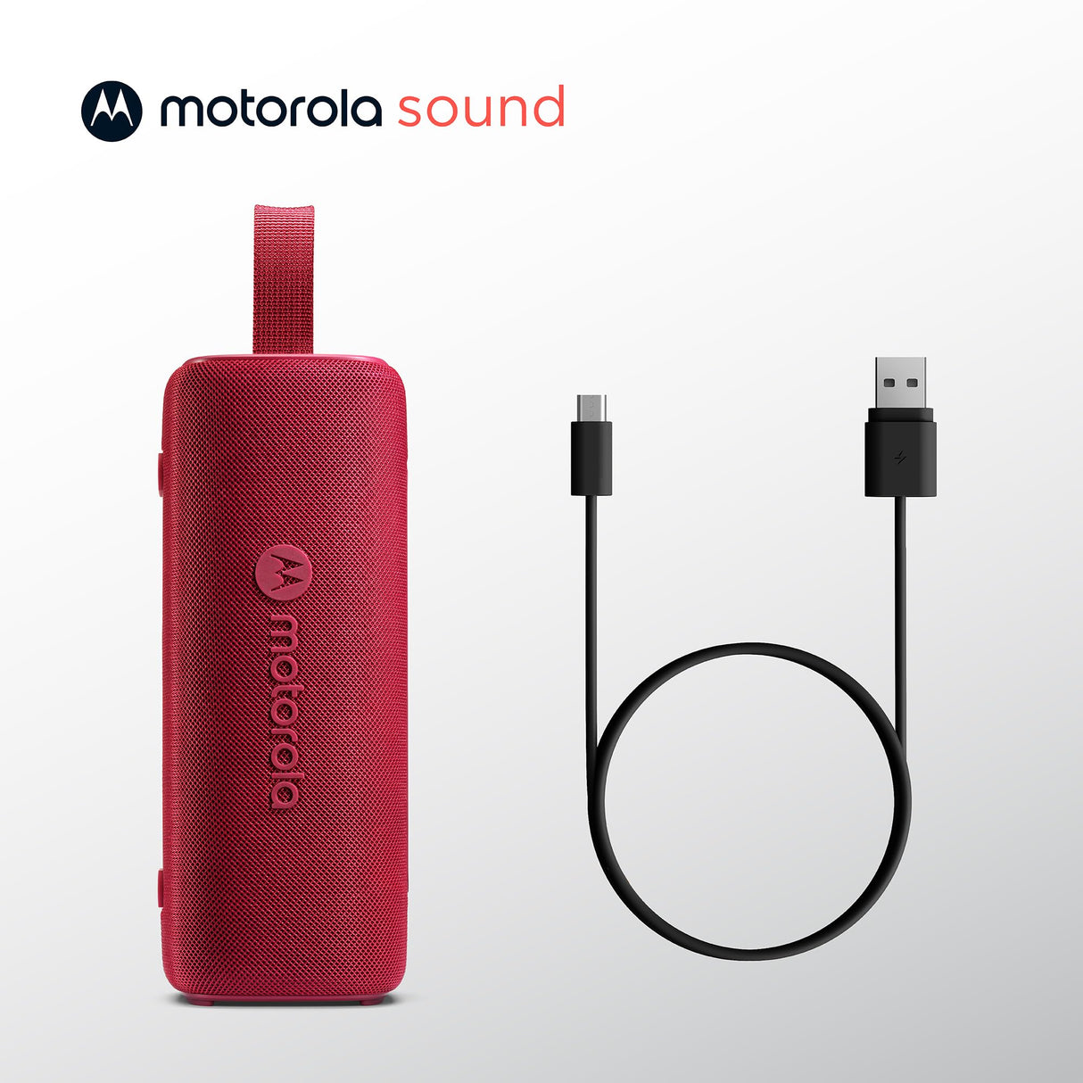 Motorola Sound - Altavoz Inalámbrico Bluetooth ROKR 600 - Potente Sonido de 30W, Resistente al Agua y Polvo, Función Broadcast para Conectar 20+ Altavoces, 6 Horas de Reproducción, Rojo