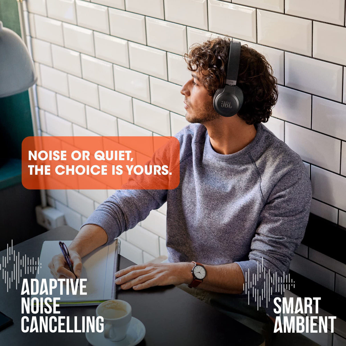 JBL LIVE 660 NC Auriculares circumaurales inalámbricos con cancelación adaptativa de ruido, tecnología Bluetooth, hasta 50h de batería sin NC, asistente de voz y conexión multipunto, negro