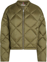 Tommy Hilfiger Chaqueta Bomber Mujer Casual Quilted Down acolchada, Verde (Utility Olive), M