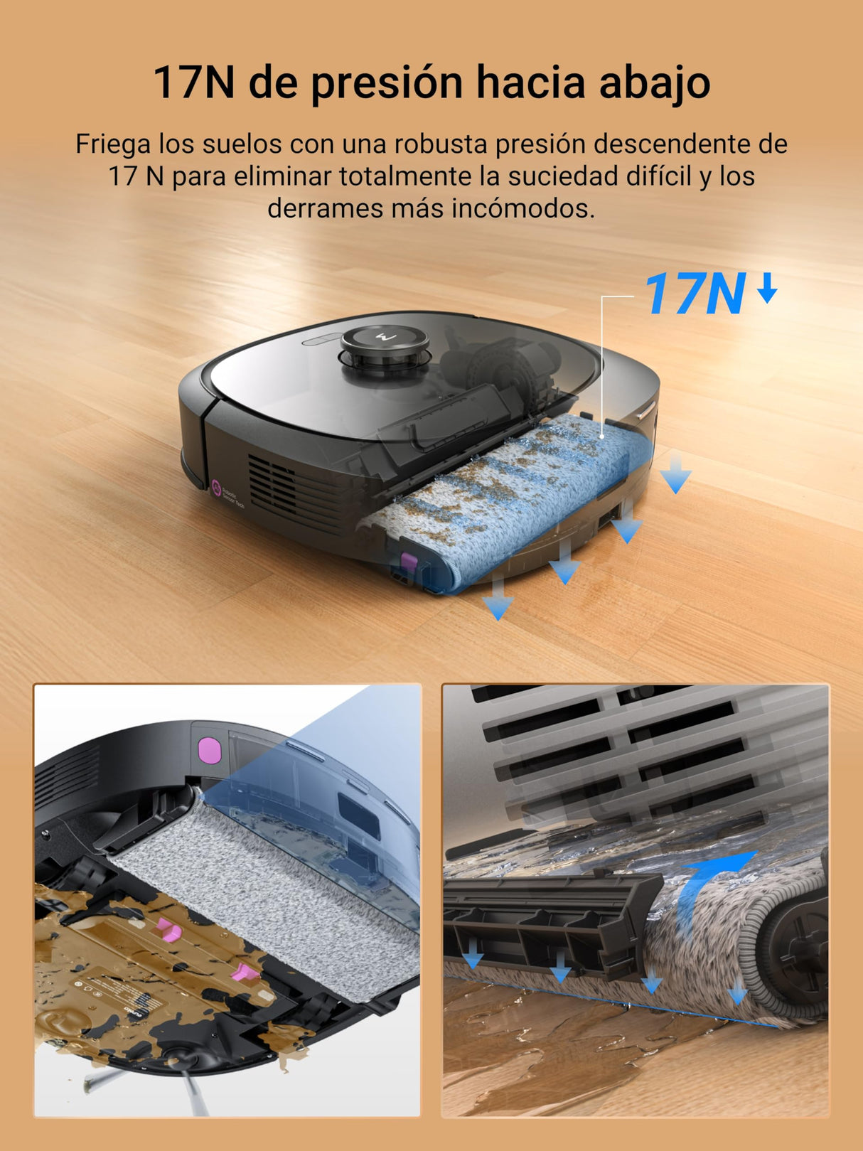 Eureka J20 Robot Aspirador y Fregasuelos, Succión de 8000Pa, Diseño de Mopa con Secado Automático, Evitación de Obstáculos, Detección de Alfombras, Estación Base Autolimpiable, Control por Voz