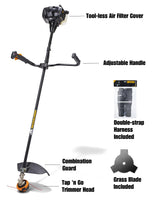 McCulloch 00096-70.574.01 B33 B Desbrozadora con un ancho de trabajo de 52 cm, cabezal de corte, función soft start, asa ajustable