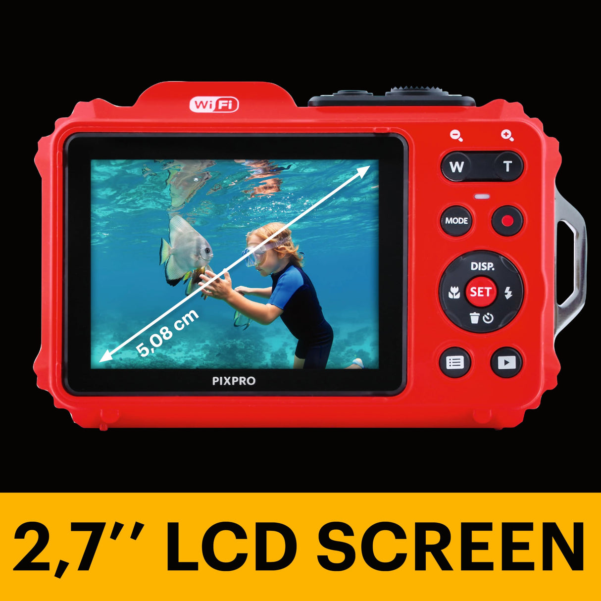 KODAK Pixpro Pack WPZ2 + 2 baterías + 1 Tarjeta SD - Compact 16M Pixels, Impermeable a 15 m, antigolpes, Video 720p, Pantalla LCD 2,7 - Batería de Li-Ion - Rojo