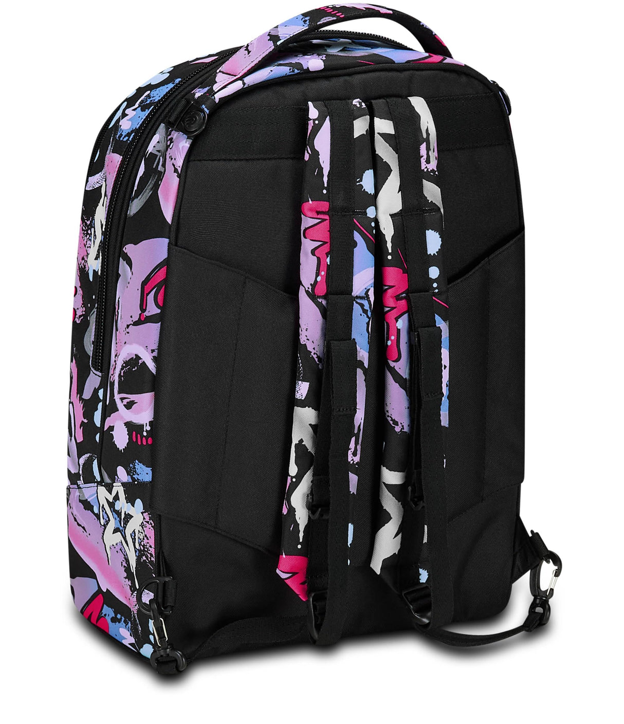 Seven - Mochila escolar Jack de 2 ruedas, color negro fucsia, Mark On Girl, 3 en 1, triple uso, mochila con carro desenganchable, bolsillo para botella y sistema cruzado, mochila escolar de viaje,