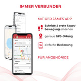 James R9 - Reloj de Emergencia y Seguridad para Personas Mayores, detección de caídas, botón de Llamada de Emergencia y Seguimiento GPS, podómetro, Monitor de frecuencia cardíaca, aplicación Familiar
