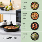 Panasonic NN-GD39QSEPG 29L Horno microondas parrilla de acero inoxidable con plato de vapor, 1000W, descongelación automática, rueda y accesorios