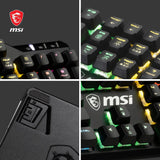 MSI Vigor GK41 Teclado Gaming Mecánico FR - Switches Kailh Red (lineales), Teclas Ergonómicas, Base Antideslizante, 6 LED de Color Fijo/10 Zonas de Iluminación, Mystic Light, USB 2.0 - Tamaño completo