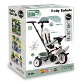 Smoby Life - Triciclo Baby Balade Progresivo 3 en 1, Sostenible, con Materiales Reciclados, Homologado, Freno de Estacionamiento, Barra Parental Ajustable, de 10 Meses a 3 Años (7600741405)