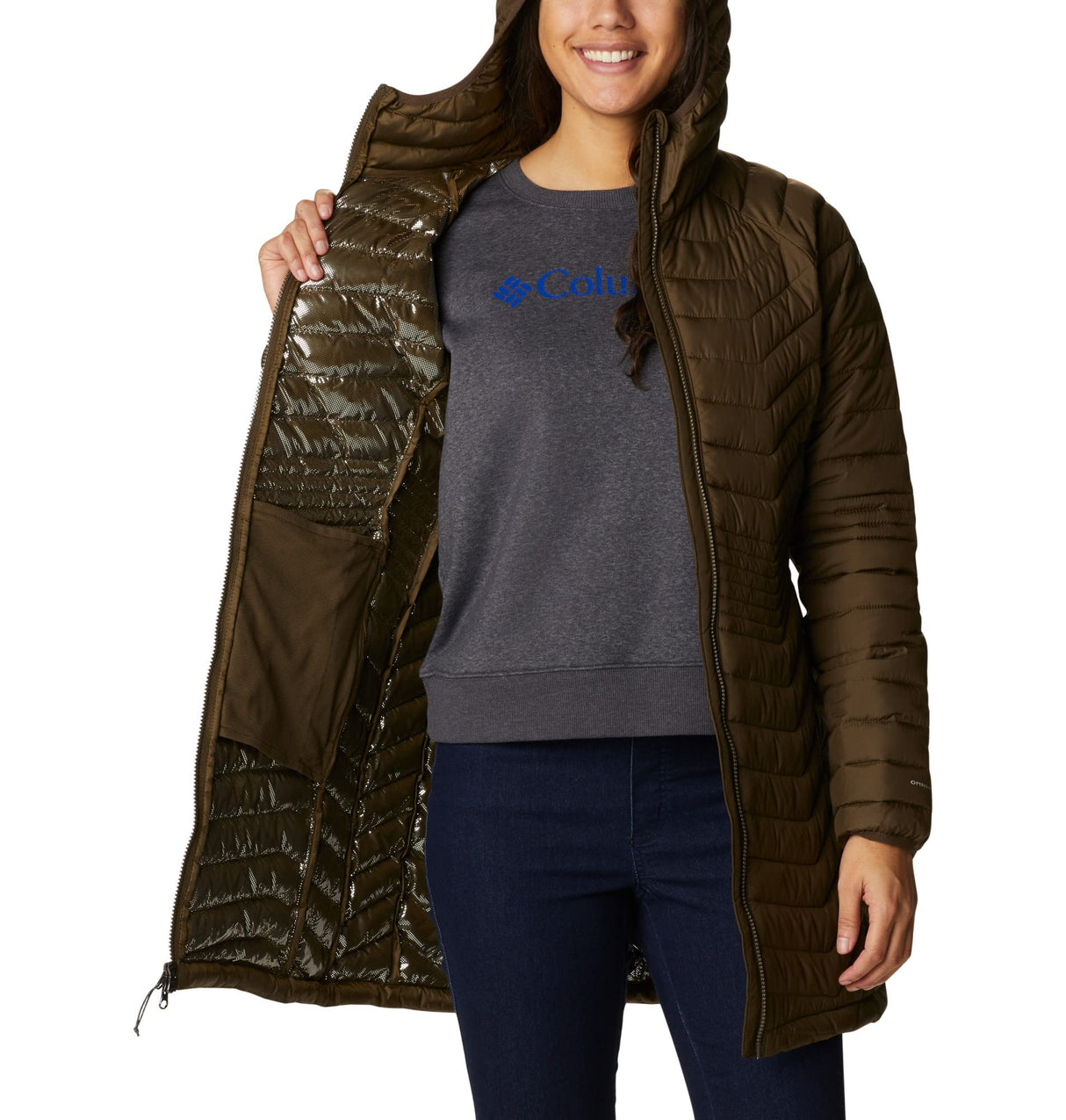 Columbia Powder Lite Mid Jacket Chaqueta, Olive Green, XS Mujer