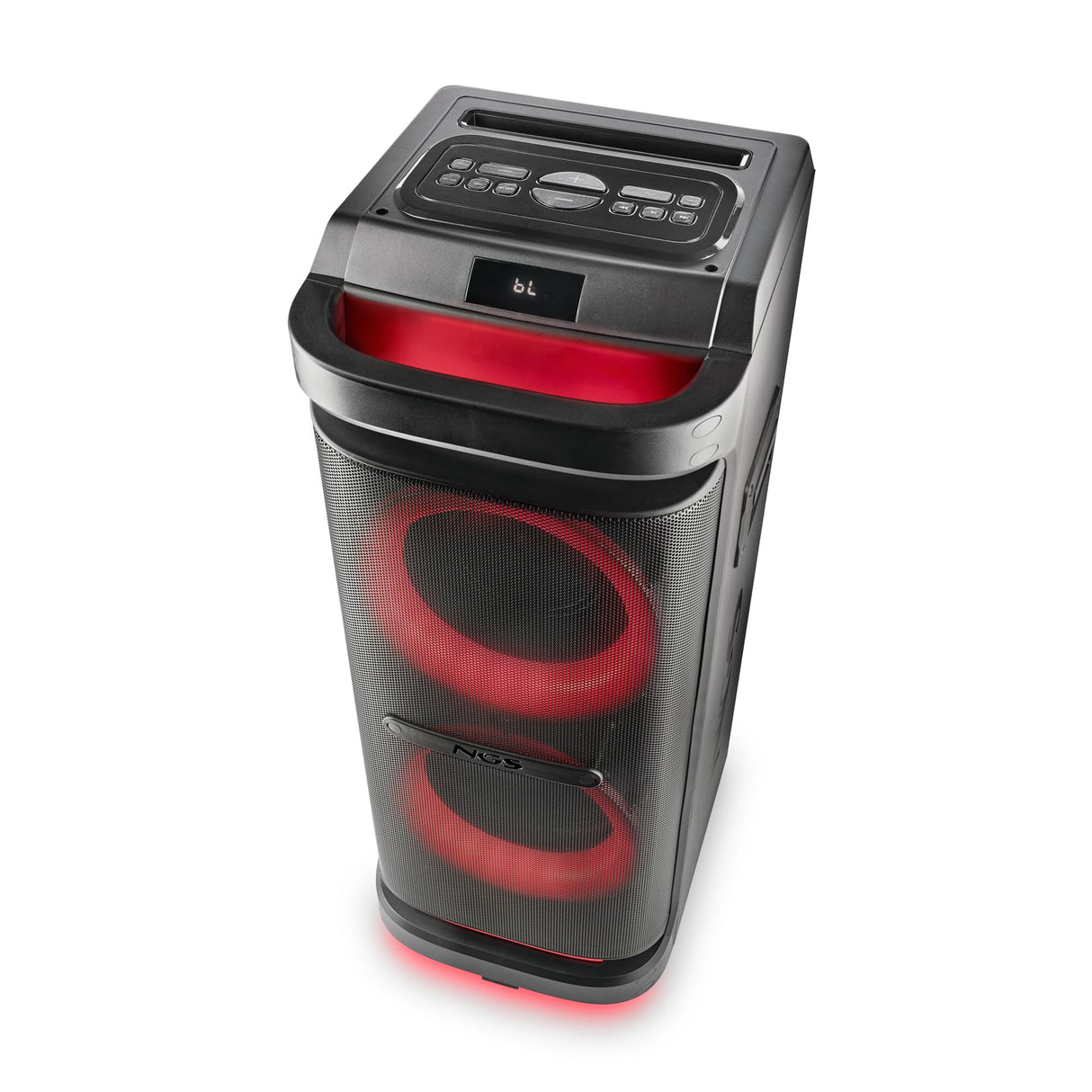 NGS Wild Space 2 - Altavoz Portátil, Compatible con Tecnología Bluetooth, True Wireless Stereo, Subwoofer + Doble Tweeter, Micro SD/USB/AUX IN, Ruedas, Color Negro