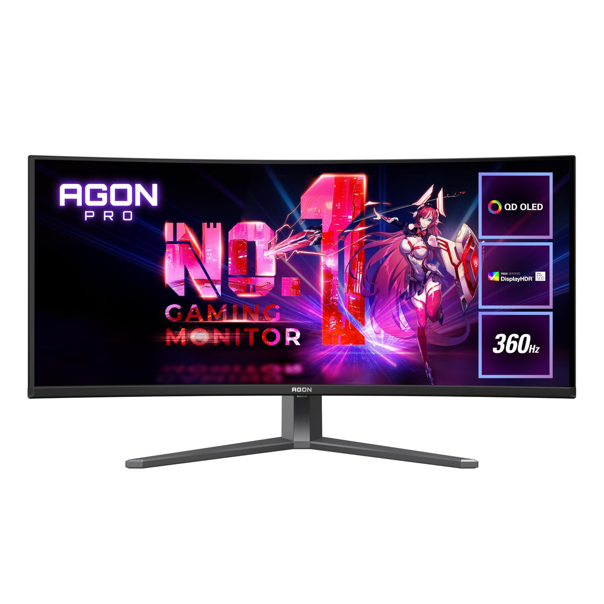 AOC AGP346UCSD Monitor 34 Pulgadas 360Hz Panel QD-OLED, 0.03ms GtG, HDR500 TrueBlack, Adaptive Sync, G-Sync Compatible, Altavoces, Altura Ajustable, (3440x1440 HDMI 2X 2.1 DP 1x 2.1 USB Hub) Negro