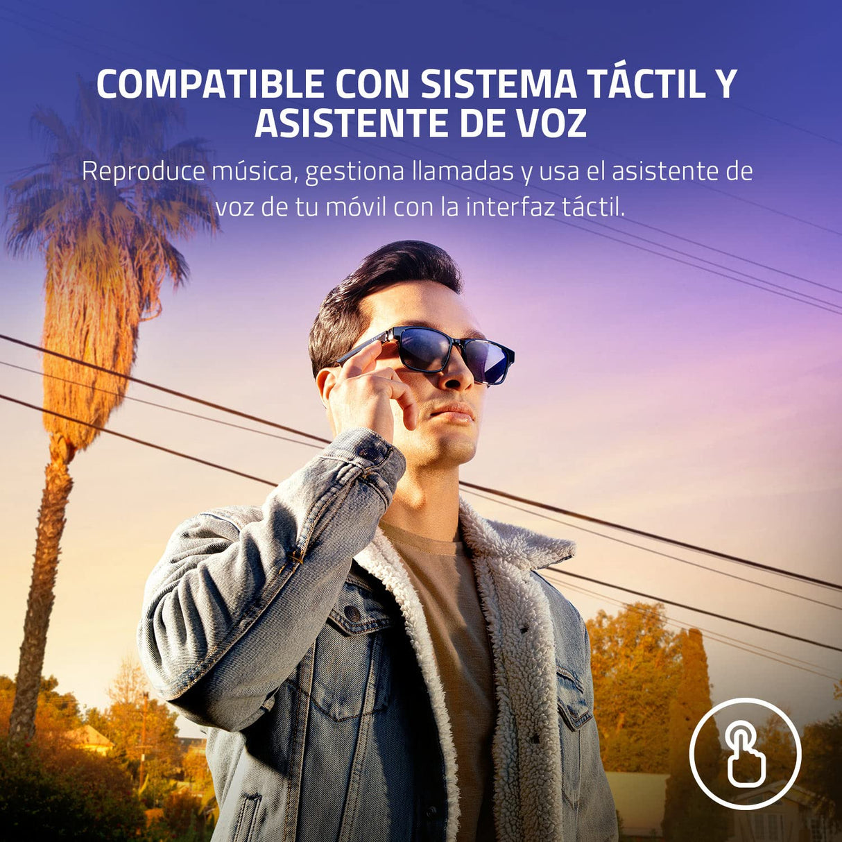 Razer Anzu - Gafas de sol con filtro de luz azul o de audio (rectángulo, grande) (sonido de baja latencia, diseño resistente al agua IPX4, micrófono y altavoces incorporados) Negro