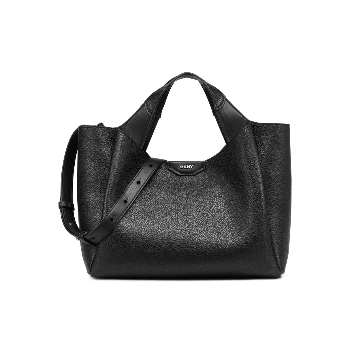DKNY Willa Satchel, Bolso de Mano para Mujer, Negro/Plata