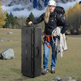 VEVOR Estuche Rígido Impermeable de 1120 x 405 x 342 mm de Gran Capacidad con 3 Asas, Estuche Protector IP67 con 6 Clips, 6 Orificios para Candado y Espuma Insertada para Equipos Grandes, Negro