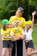 Gipsy Toys - Peluche Oso Camiseta y Gorra ganadora Paso Amarillo 60 cm - Peluche Oficial del Tour de Francia. Majestuosa, Deleitará a Pequeños y Grandes Fans.
