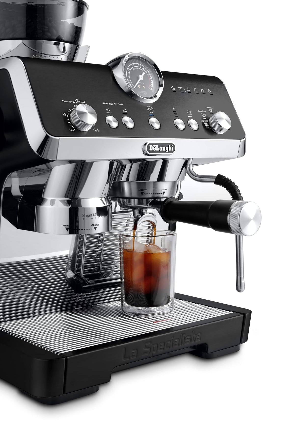De'Longhi La Specialista Opera EC9555.BK, cafetera espresso con molinillo de café integrado, función de preparación fría, incluye barra de vapor para espumar leche, incluye accesorios juego de