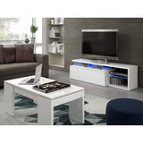 Habitdesign Modulo de TV Moderno, Mueble Salon, Modelo Blue-Tech, Color Blanco Brillo y Luces LED, Medidas: 150 cm (Ancho) x 43 cm (Alto) x 41 cm (Fondo)