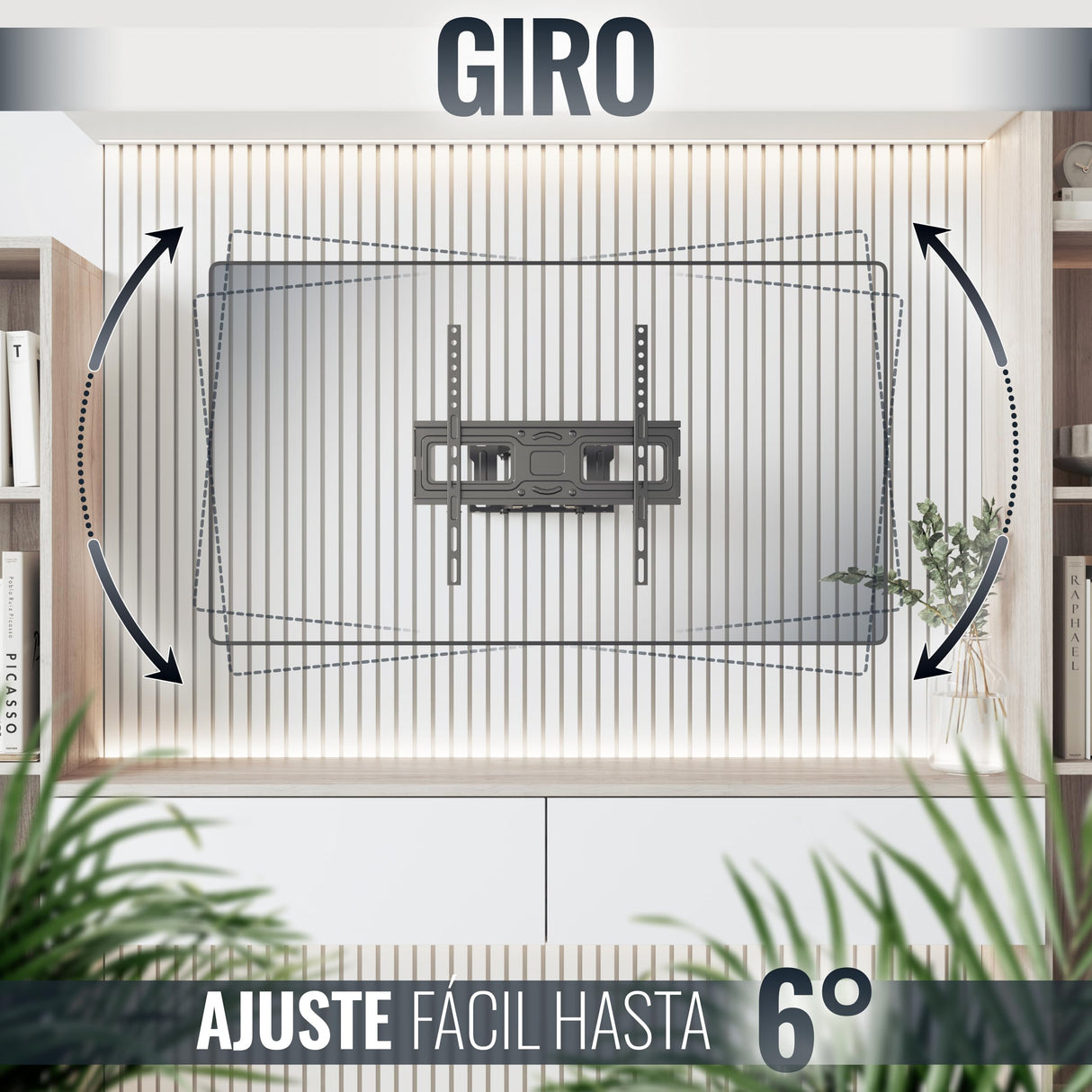 RICOO Soporte TV Pared 32-55" Pulgadas (81-140cm) S5244 Brazo articulado Giratorio Inclinable Colgador televisión Universal VESA 200x200-400x400 Negro