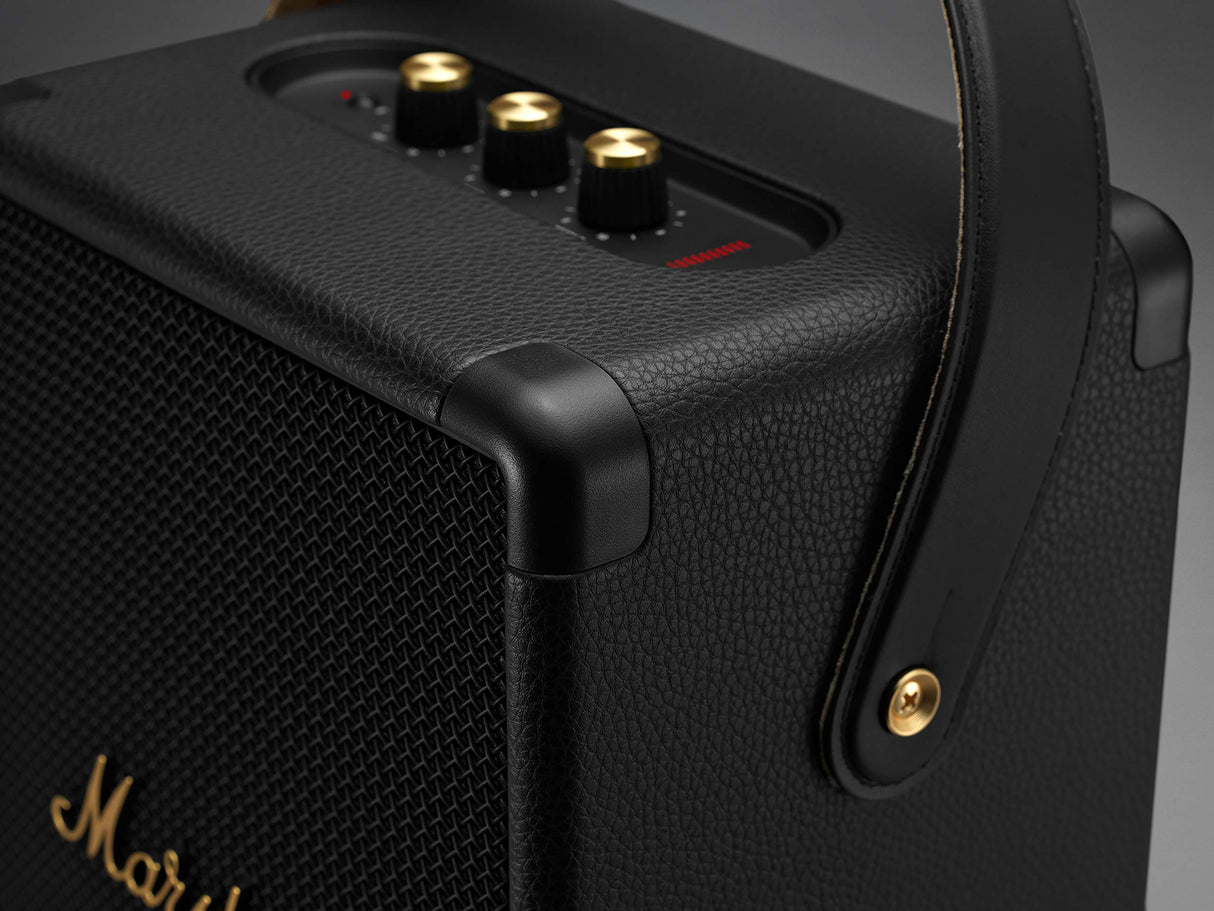 Marshall Tufton Altavoz portátil para fiestas con Bluetooth para exteriores, resistente al agua IPX2, negro y latón