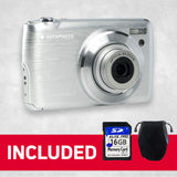 AGFA Photo Realishot DC8200 - Cámara Digital Compacta, 18MP, Video Full HD, Pantalla LCD 2.7'', Zoom Óptico 8X, Batería de Litio y Tarjeta SD de 16GB - Plata