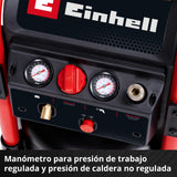 Einhell Compresor TE-AC 240/24 Silent (1500 W, máx. 10 bar, depósito 24 l, sin aceite, potencia de aspiración 240 l/min, compresor silencioso 70 dB, 2 manómetros, reductor de presión)