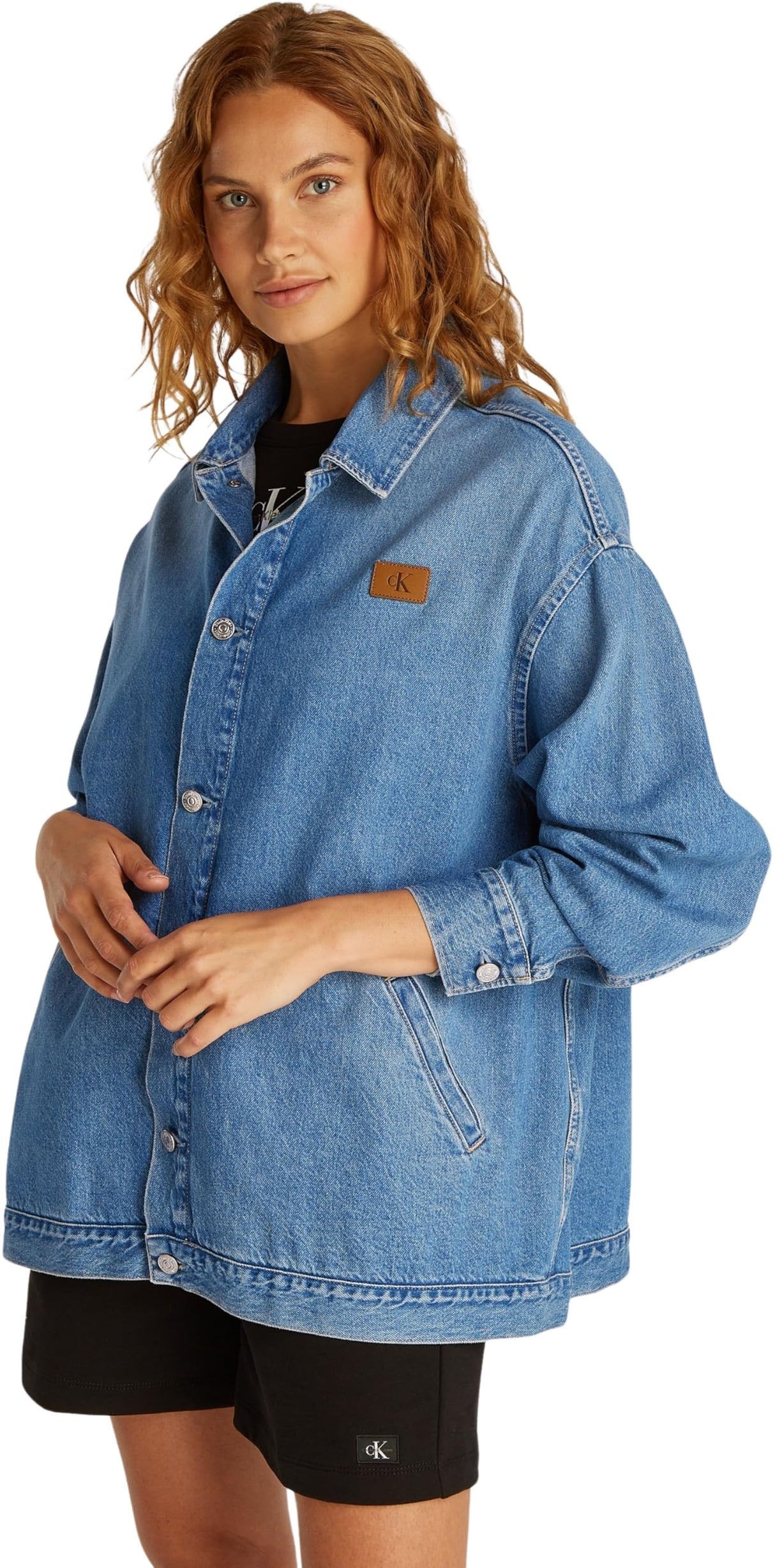 Calvin Klein Cazadora vaquera Mujer Denim Overshirt Oversized, Azul (Denim Light), M