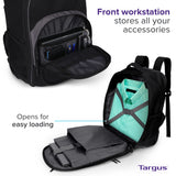 Targus Mochila compacta con ruedas para negocios, estudiantes universitarios y viajes, material duradero, bolsillo para tableta, funda protectora extraíble para laptop de 16 pulgadas, color negro