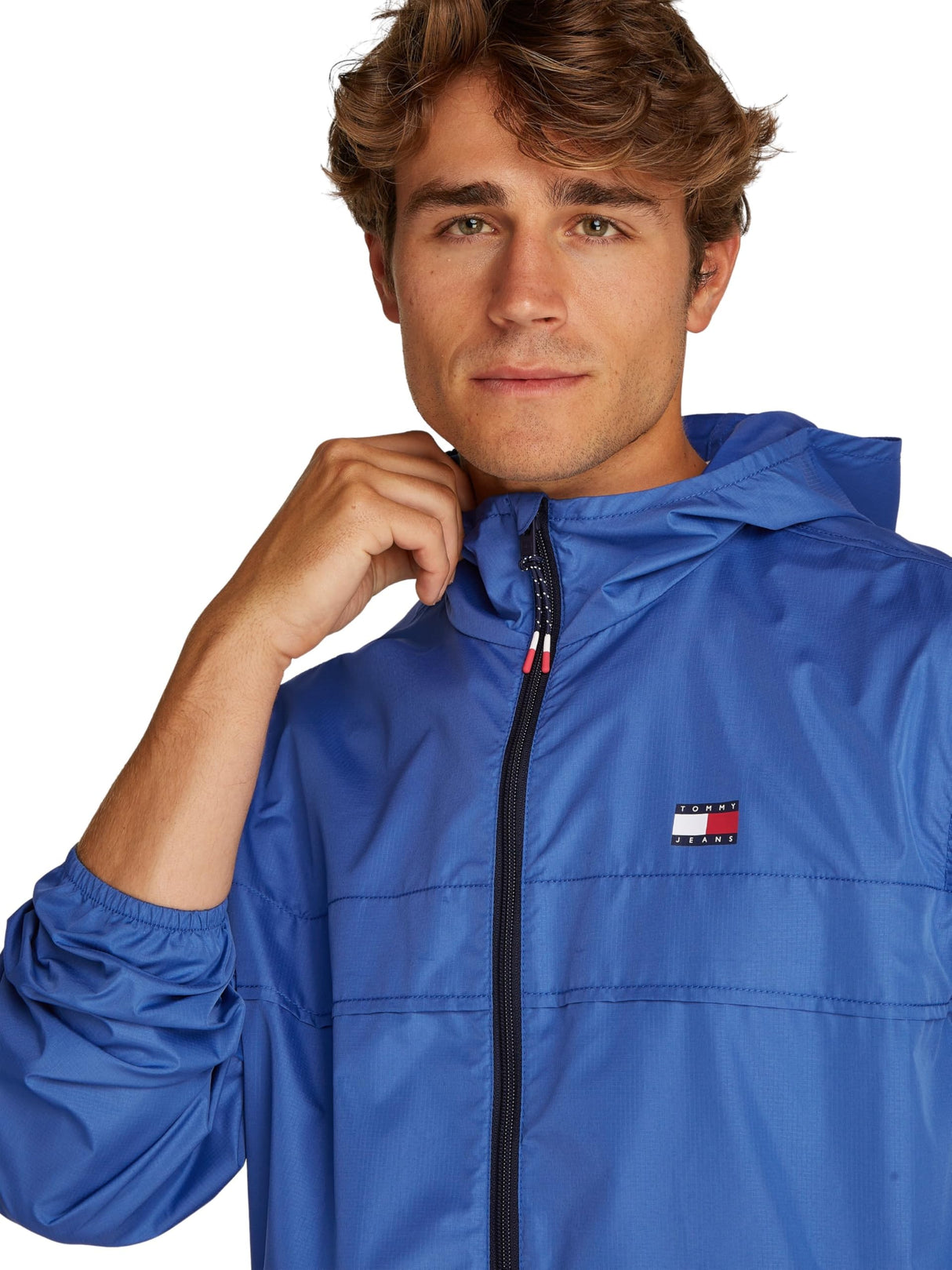 Tommy Jeans Cortavientos Hombre Chicago con capucha, Azul (Tempo Blue), XXL