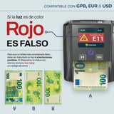 Detectalia D7T+ Detector de Billetes Falsos con 100% detección para 3 divisas EUR, GBP, USD con 5 Sistemas de deteccion y Pantalla TFT
