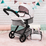 Bayer Design 17031AA Cochecito de muñeca Combi Xeo, Carro para muñecos, Bolsa, Convertible, Regulable en Altura