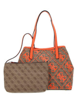 GUESS Vikky Large Tote, Bag Women, Logotipo de café con Leche/Naranja, One Size